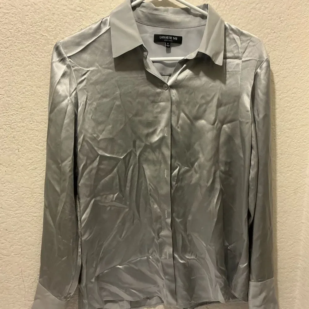 Lafayette 148 New York 100% Silk Button Shirt - Picture 2 of 6